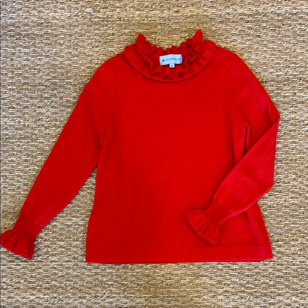 Tuckernuck Red Ruffled Women's Sweater - Picture 3 of 6
